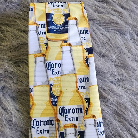 Corona Extra beer bottle graphic novelty men's tie - Picture 6 of 8